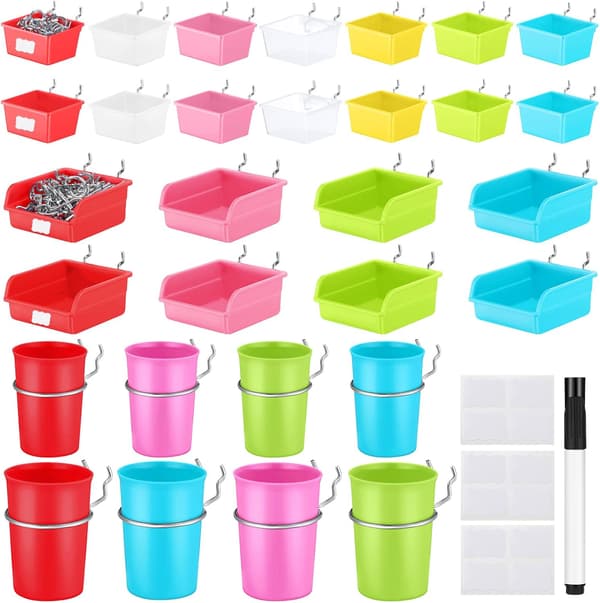 64 stykker Pegboard Bins Cups sortiment til (farverig) Farverig Colorful