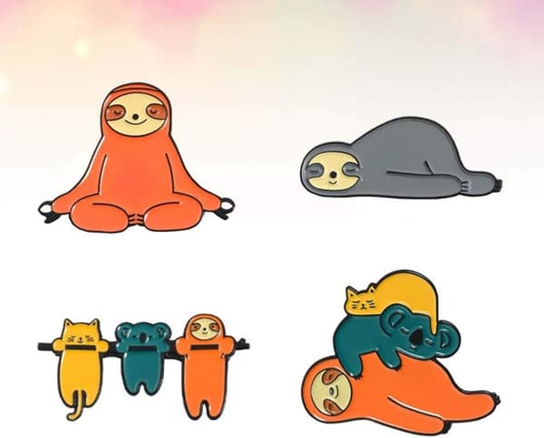 4 søde emaljestifter sæt alpaca dovendyr badges brochenåle til tøj tasker jakker tilbehør DIY håndværk