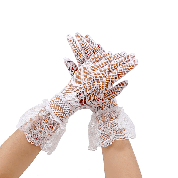 2 par spets handskar, långa satinhanskar teselskaps handskar för kvinnor korta sidenhandskar mesh handskar halloween bröllop