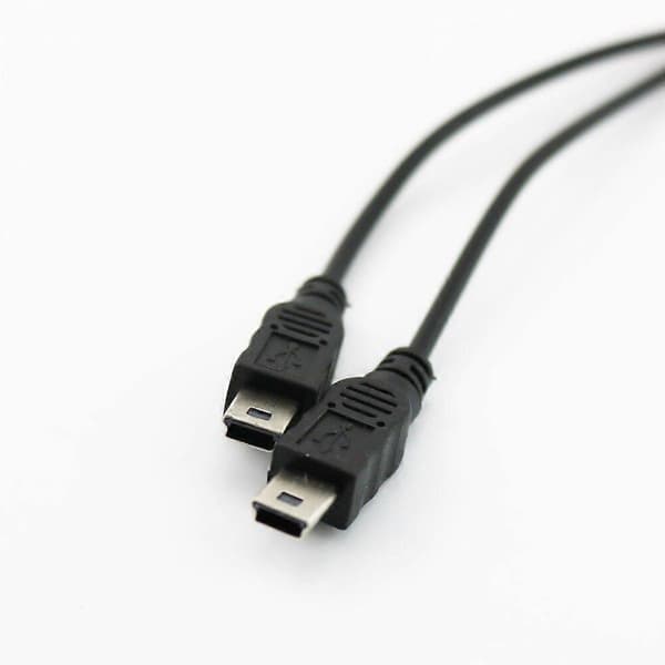 Mini USB 2.0 hunn til dobbel 2 hann splitter Y forlengelsesladeradapterkabel FT