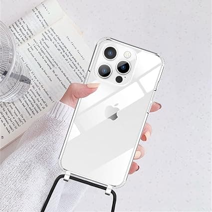Nupcknn Kaulakorukotelo iPhone 13 Prolle, Läpinäkyvä Kotelo