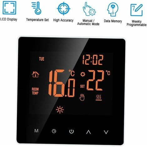 Smart termostat, termostat til elektrisk gulvvarme, 16A, WiFi