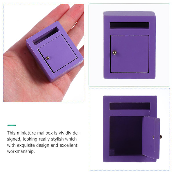 Miniatyyri-talo Simulaatio Vintage Postilaatikko Miniatyyrilelu Mini Puinen Kaluste Violetti 5X4cm Purple 5X4cm