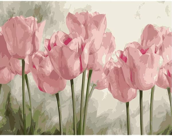 Måla efter nummer för vuxna 40x50 cm Rosa Tulpaner