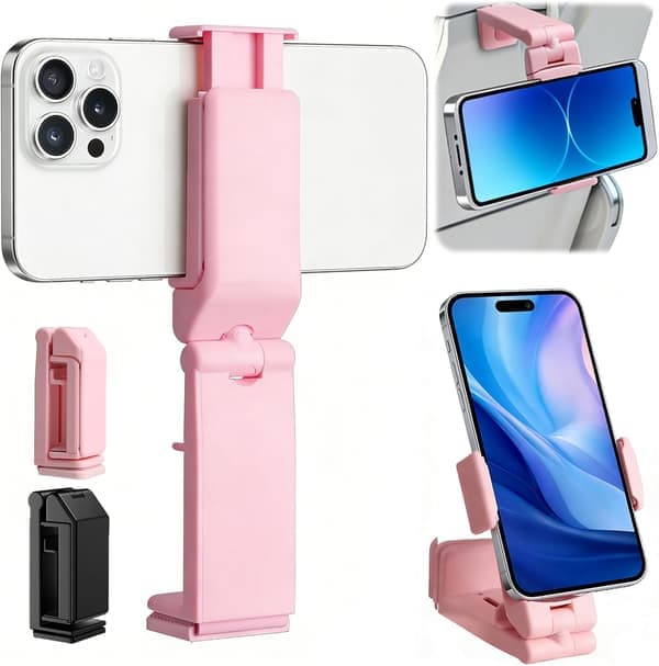 Telefonholder Sammenklappeligt tabletstativ 360° rotation bakkeholder Sort Pink 2-pak [Ho]