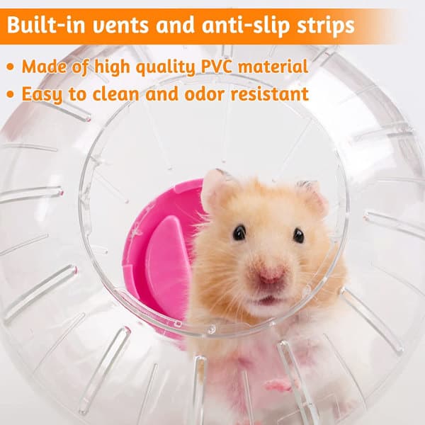 2-pak hamstebolde, 12 cm hamsterløbebold, gennemsigtig løbebold til hamstere, pink