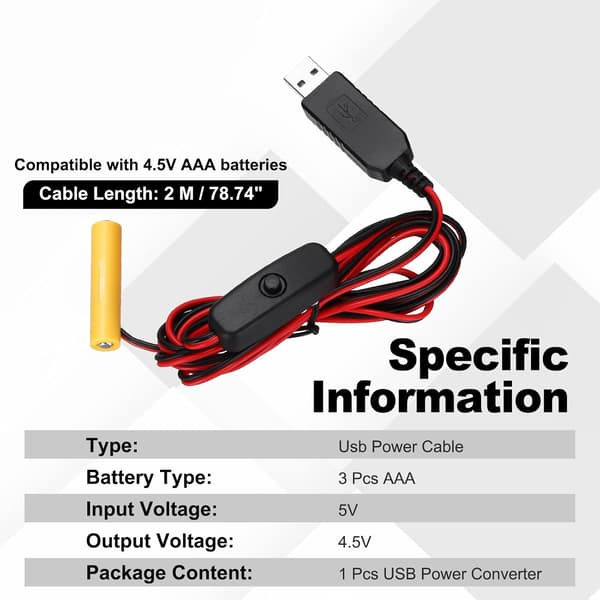 4 stk. Universal 5V USB strømomformer AAA-batteri tænd/sluk 6V 2M