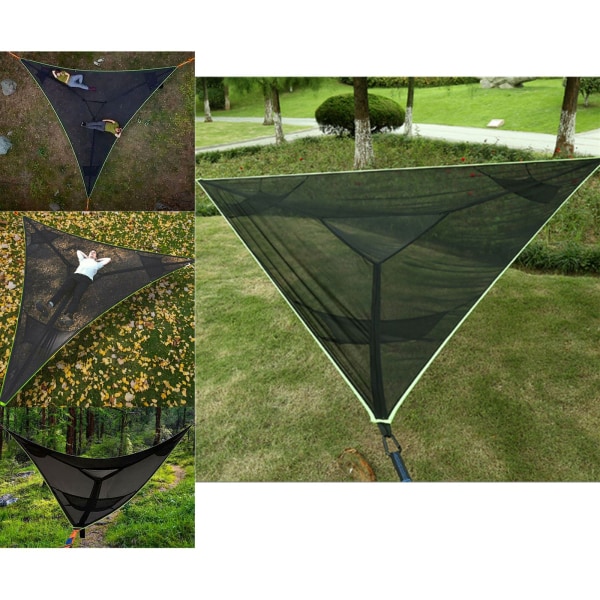 Triangelhängmatta, bärbar hängmatta för multi personer, utomhuscamping lufthängmatta 3 punkt, 2-3 personers design, för resor Backyard Garden Camping (400 *