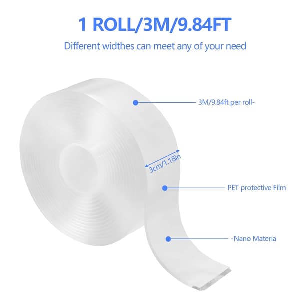 Nano Double-Sided Tape 3m - Double-Sided Removable, Reusable, Washable Tape