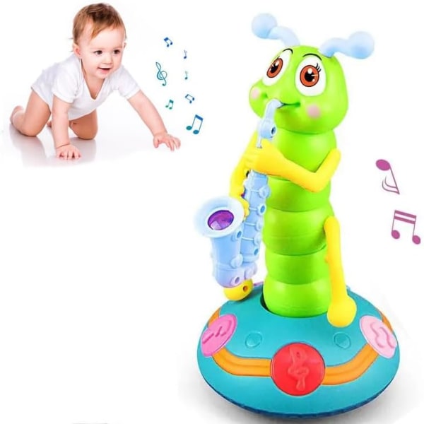 Dansende saksofon Caterpillar, nye elektriske Caterpillar saksofonleker for barn, automatisk dansing av hindringer (blå)
