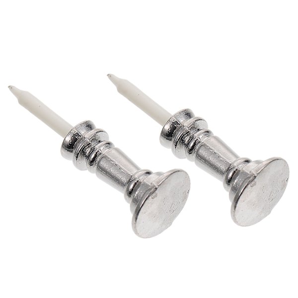 2 stk Hjemmedekor Mikrolandskap Ornament Simulert Lysestake Leke Miniatyr Lysestaker Miniatyr Silver 1.2X1.2X4CM