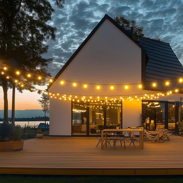Indoor and Outdoor String Lights, 25+2 Waterproof Bulbs, 7.62m Patio Decoration String Lights, Warm White