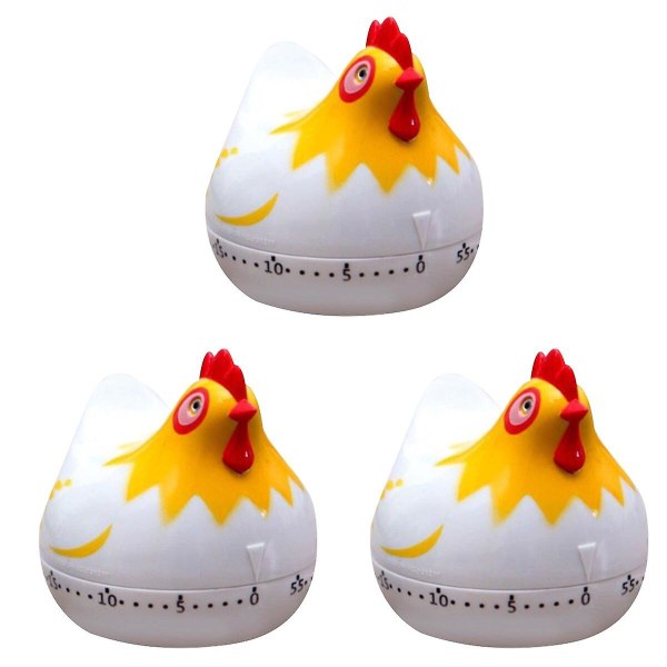 3st Hen Timer Mekanisk Rolig Kreativ Praktisk Köksbakning Påminnelse (vit)3st6,5*6,7CM 3pcs 6.5*6.7CM