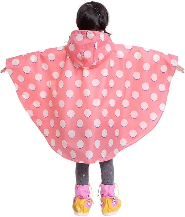 Regnponcho for barn med hette, regnfrakk (Stor)