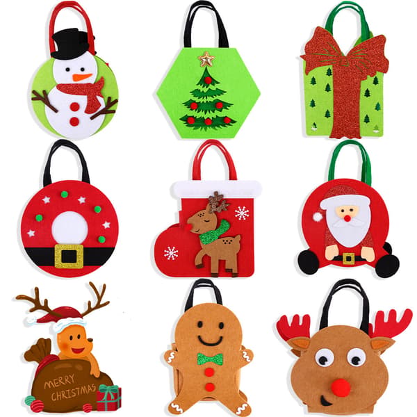 Filt Julkasse Jultomte Äppelpåse Julgransprydnad Tecknad Älg Godispåse Älg Elk