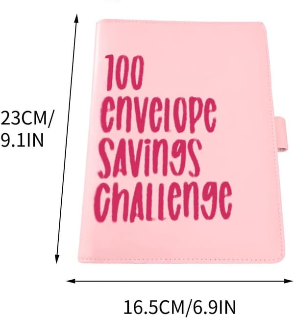 100 Envelope Challenge Binder Easy and Way to Save, Savings Challenge Binder, Budget Binder with Cash Envelopes (Pink)