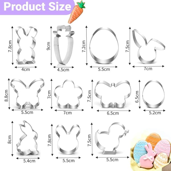 wxsp Easter Cookie Cutter, 11 Pieces Easter Cookie Cutters, Easter Bunny Cookie Cutter Set, Bunny Cookie Cutter, Egg Flower Butterfly Chick