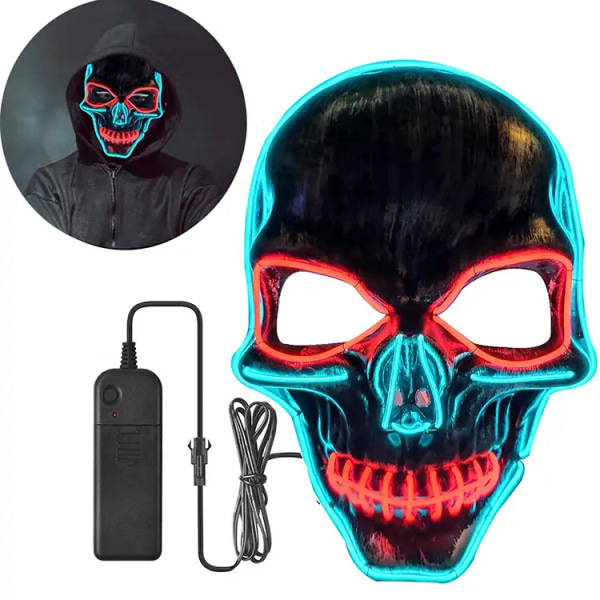 Halloween LED Mask, LED Light Up Mask, LED Purge Mask med 3 ljuslägen, för cosplay, Halloween, karneval, maskeradfester