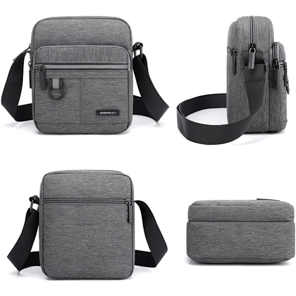 Liten Crossbody-väska för män, Messenger-axelväska, axelremsväska för mobiltelefon, för resor, vandring och utomhussporter (Grå Crossbody-väska för män)