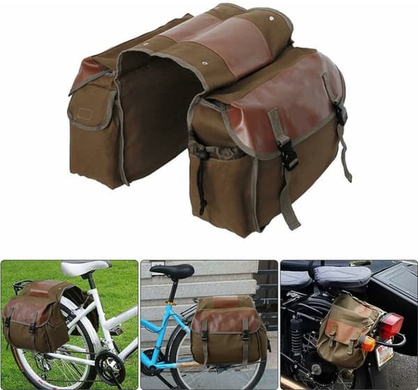 Khaki Motorcycle Side Bag Waterproof Saddlebag Large Capacity Approx