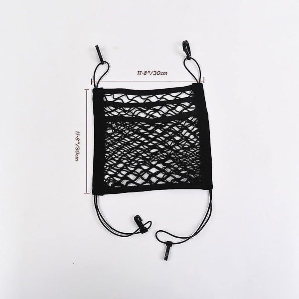 3-layer Car Mesh Net Organizer, Elastic Mesh Net Trunk Bag With Hooks, Kids Pet Barrier Between Seats