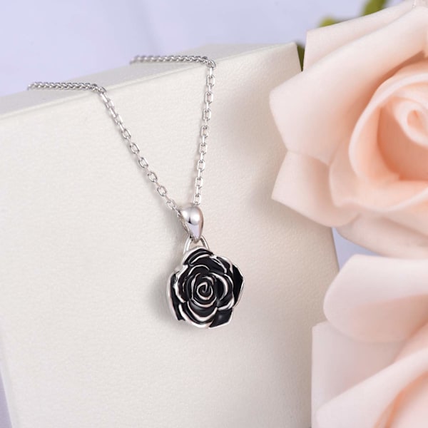 Hopea Rose Kukka Kaulakoru Rose Riippuva Kaulakorut Korut Lahjat Naisille Tytöille Musta ruusun kaulakoru symboloi jaloutta