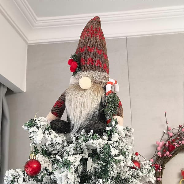 Gnome Tree Topper 25 cm Gnome with Lights Christmas Tree Ornament, Gnome Ornament