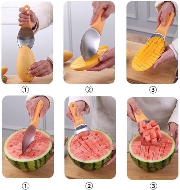 Mango Slicer Cutting Tool with Non-Slip Handle Kitchen Utensil for Papaya, Avocado, Kiwi, Watermelon