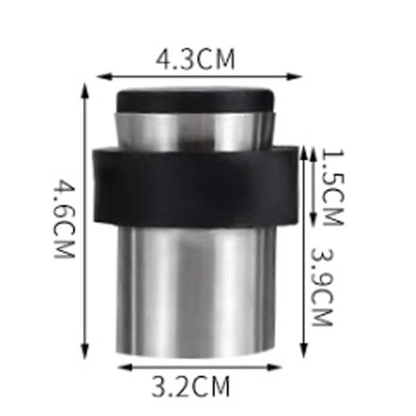 Dørstopp 43 x 46 mm - rustfritt stål farge 2 stk (ingen boring nødvendig)