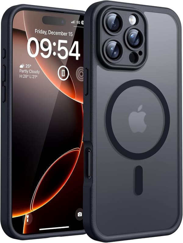 Magnetisk deksel til iPhone 16 Pro Max, MagSafe-kompatibel - Fullstendig kamerabeskyttelse, gjennomsiktig matt bakside