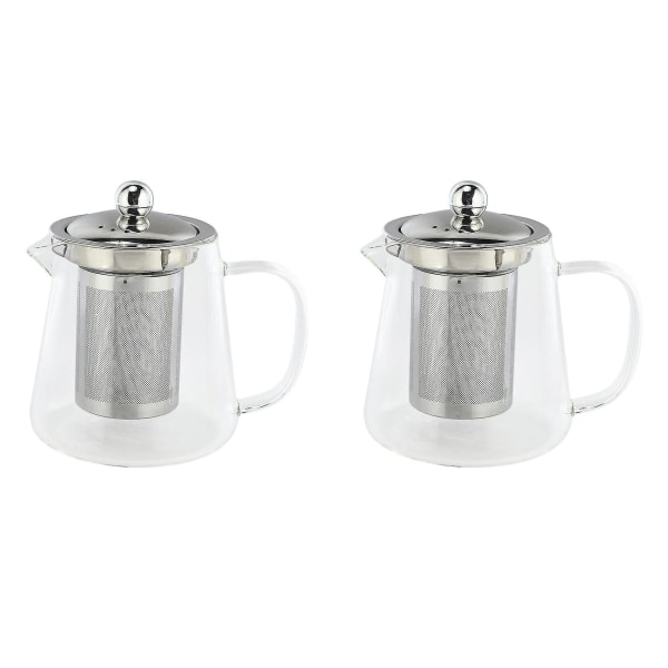 2x 5 storlekar Premium Klar Borosilikat Glas Tekanna Med Infuser 380ml