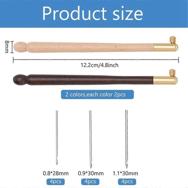 4 Pcs Tambour Hooks Kit with 12 Needles, Embroidery Crochet Hooks Wooden Handle Sequin Bead Needle Set