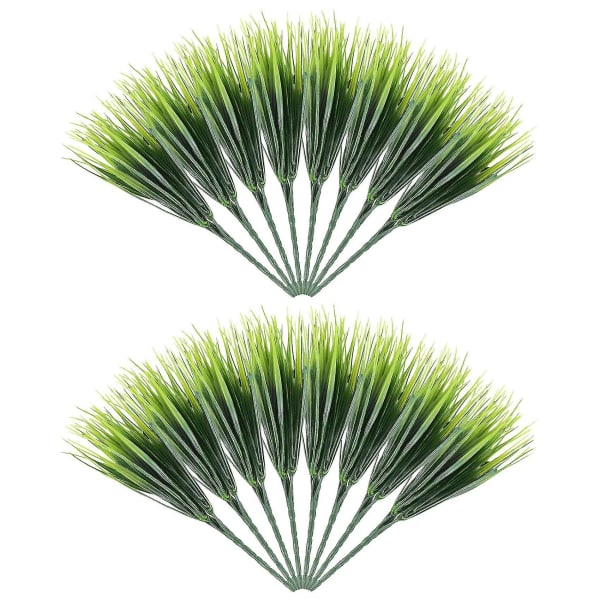 16 stykker kunstige udendørs planter, plast grøn busk hvedegræs