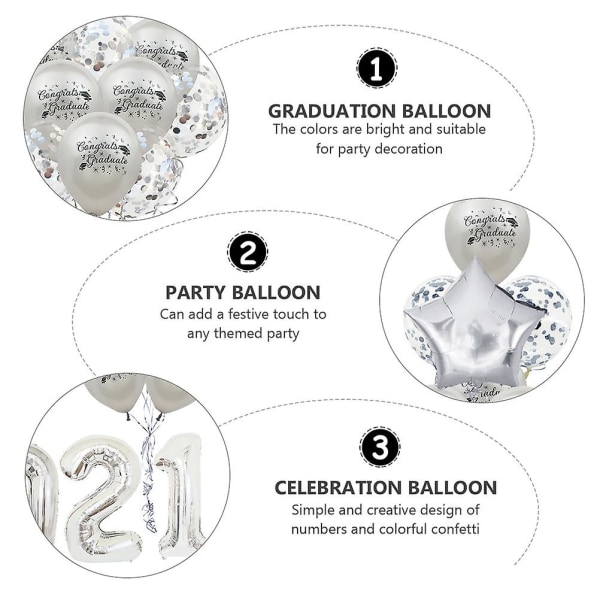 18 st Graduation Party Ballonger Set Fest Dekoration Rekvisita Silver 12x6cm Silver 12x6cm