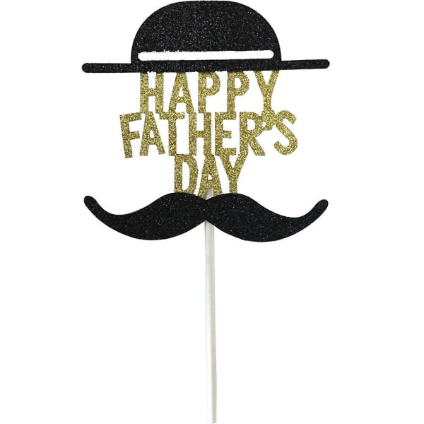 Happy Father's Day Hat Beard Kagetopper Kreativ Kage Cupcake Picks Kage Dekoration Festlige Forbrugsvarer (guld)Guld Golden