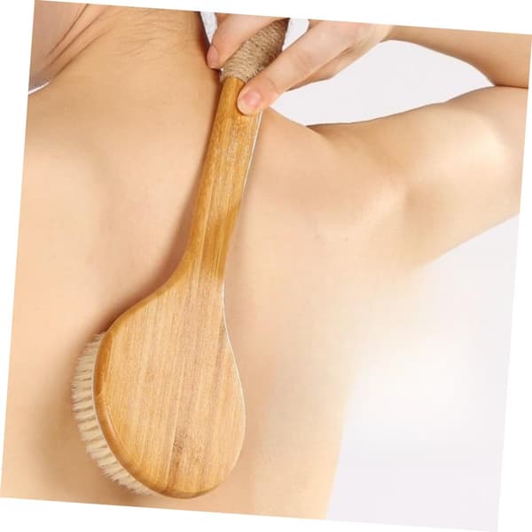 Long Handle Shower Brush Soft Bristles for Back Exfoliation Double-Sided Bath Scrubber Tool