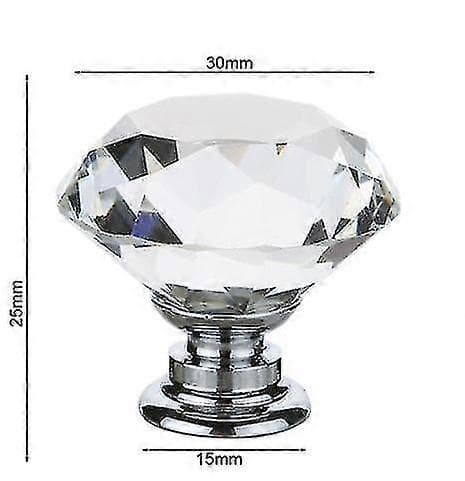 12 pcs 30mm Crystal Glass Cabinet Dresser Knob Diamond Drawer Handle Pull Handle -FA-