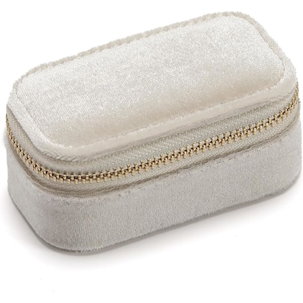 Smykkeskrin til piger Plys Fløjl Lille Rejse Smykkeskrin Organizer til Halskæder Ringe Øreringe Halsbånd Armbånd Rejse Smykkeorganisator White