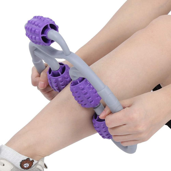 360 Graders Benrullare Massager Rullmassageverktyg för Armar Ben Massageverktyg Yoga Massager-(Benmassager Lila)