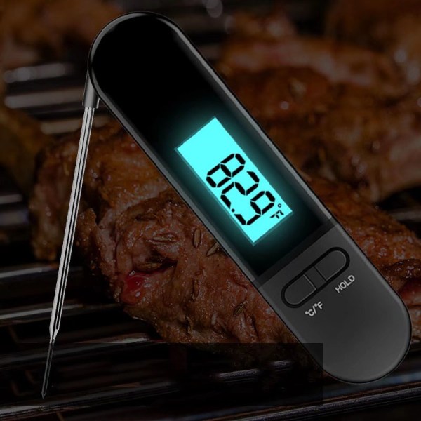 Foldesonde Køkkenmadtermometer Elektronisk BBQ-termometer med stor skærm