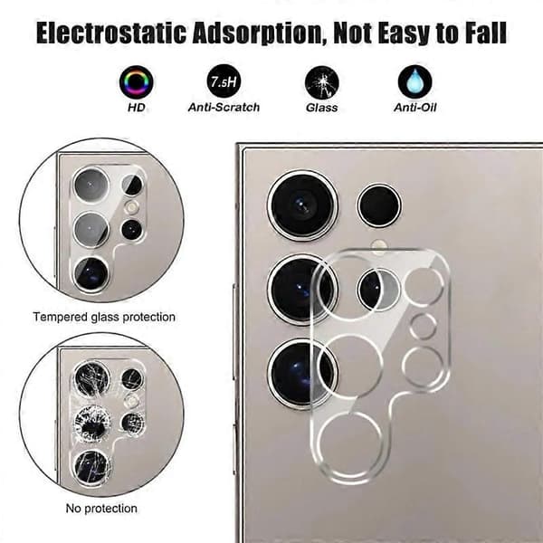 Camera Protector for Samsung Galaxy S23 Ultra, Full Coverage, HD Clear Lens Film with Cleaning Cloth