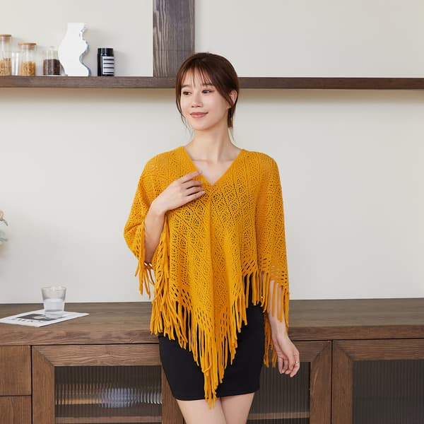 Tassel Hollow Mesh Jacket Spring and Summer Personalized Top Sweater Women's Shawl Cape