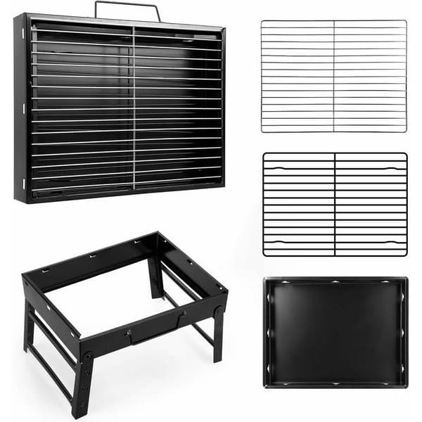 Bærbar grill til små husholdninger, sammenklappelig bordkulgrill med 2 rustfri stålgitre, udendørs grill/camping/picnic