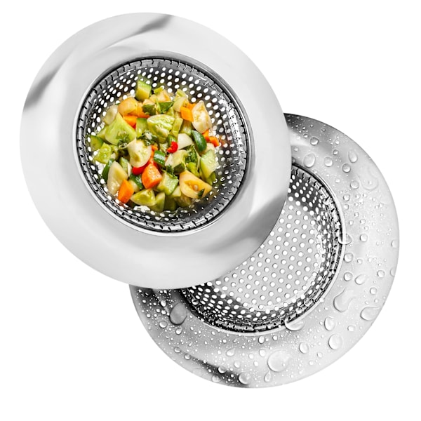 Kökssilsil, matuppsamlare för de flesta diskhoavlopp, rostfritt stål, 2-pack, 4,5 tum i diameter