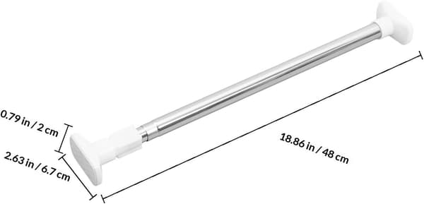 Justerbar 50cm-80cm Spændestang Gardinstang Rustfrit Stål Ingen Boring Elegant Hvid Bruseforhængsstang