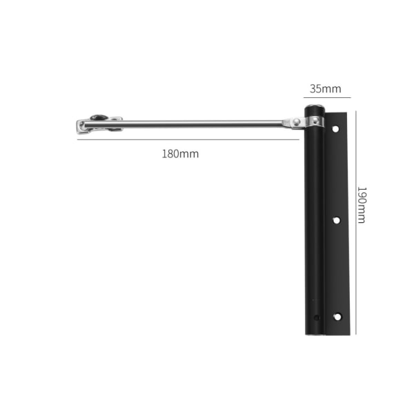 Dörrstängare, Justerbar Dörrstängare Fjäder Dörrstängare Aluminiumlegering Hushåll Ytmonterad Automatisk Stängningsanordning Svart