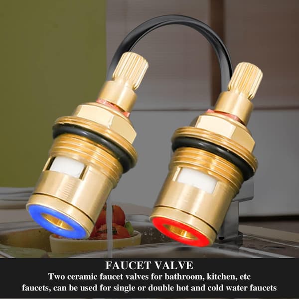 2 pcs Tap Valve Replacement, Universal Disc Cartridge Insert Faucet Valve Quarter Turn 1/2\" Brass Ceramic Tap Valve Replacement