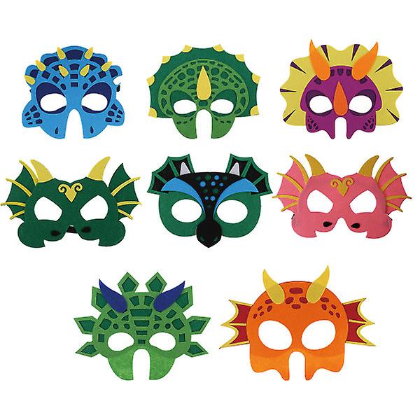 8 stk Halloween Mask Make Party Mask Dinosaur Mask Børnefest Cosplay øjenmaske Tilfældig farve9,3X7cm Random Color 9.3X7cm