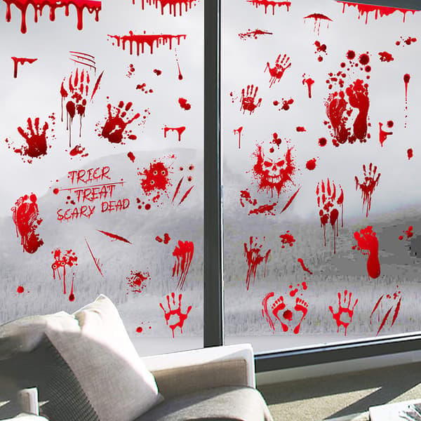 Halloween Window Decorations Zombie Posters - 9 Giant Bloody Hands