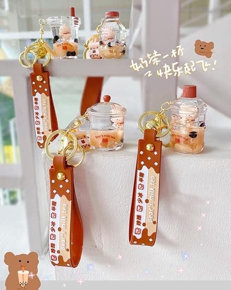 Söpö Bubble Tea Avaimenperä Boba Karhu Avaimenperä Ripustus Nuken Tytölle